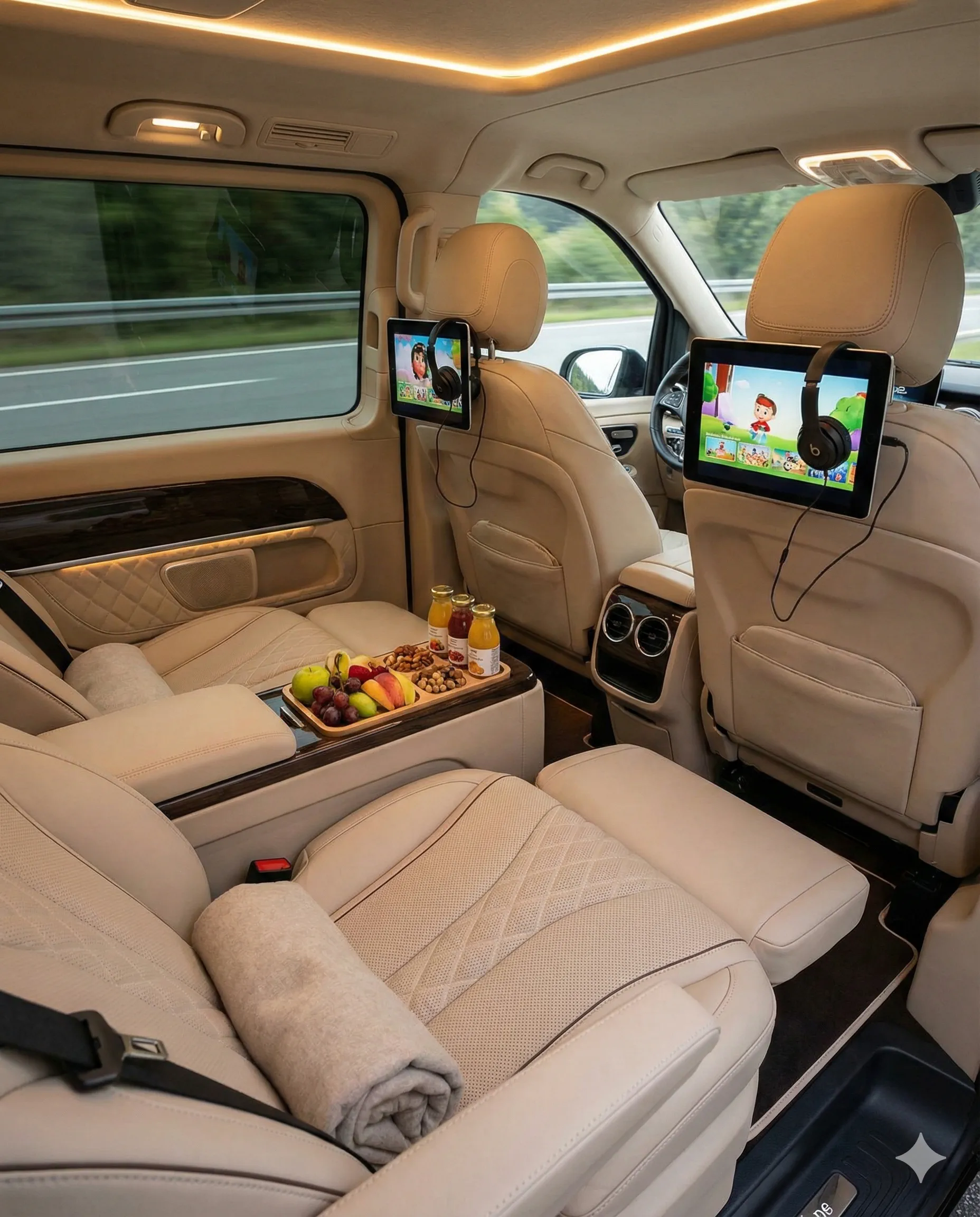 Family logistics: Fitted vans, Nannies, adapted meals